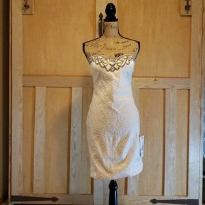 Cream strapless mini